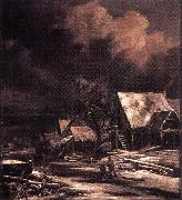Village at Winter at Moonlight Jacob van Ruisdael